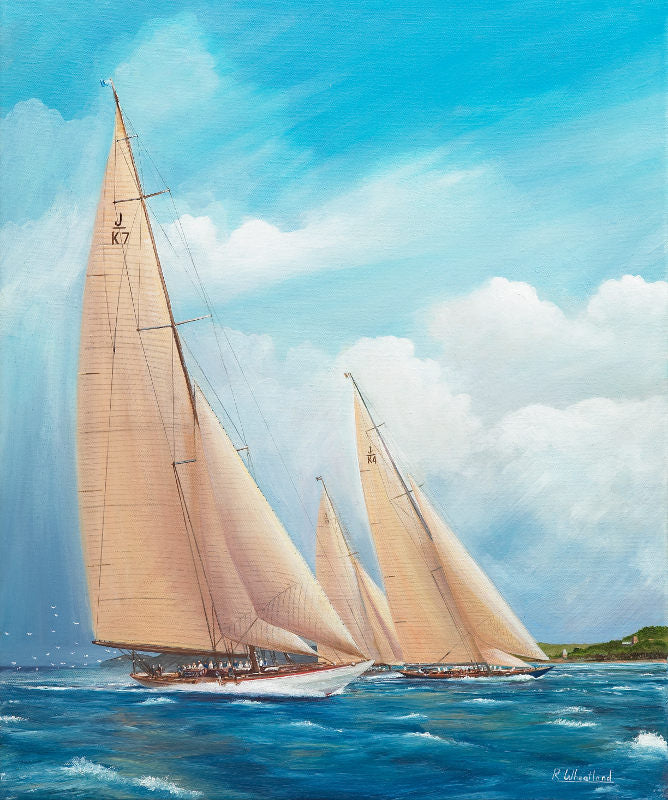 J Class Racing Yacht Marine Painting Art Print by Naval Artist Richard  Wheatland GMA, AGAvA — Hansen Fine Art