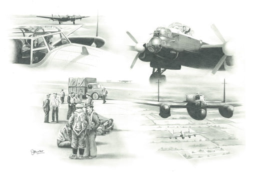 Ops Are On - Avro Lancaster Original Drawing