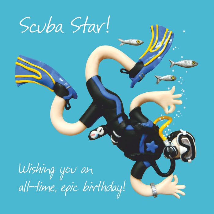 Scuba Star - Male Scuba Diver Birthday Card