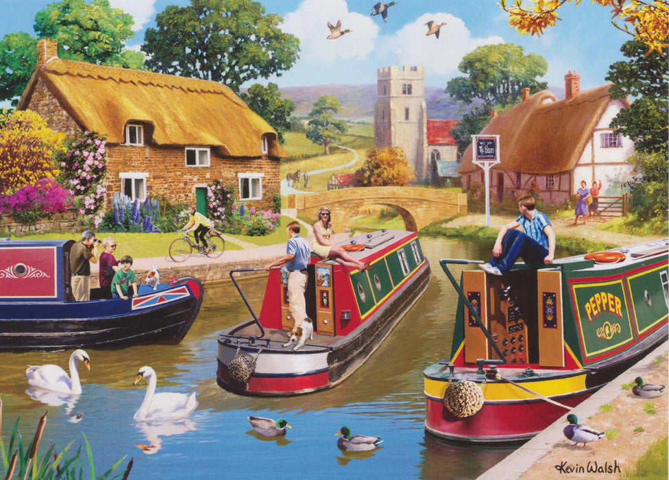 Kevin Walsh - Busy Days on the Canal - Narrow Boat Birthday Greetings Card