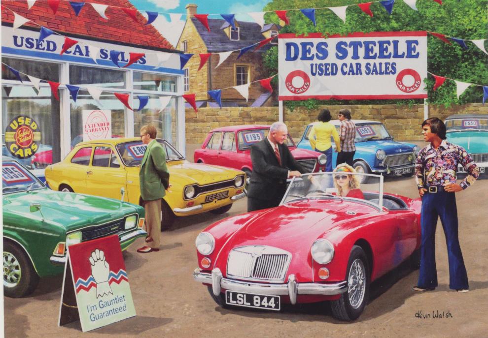 Kevin Walsh - Closing the Deal - MGA , Ford Escort, Cortina, Mini Birthday Greetings Card
