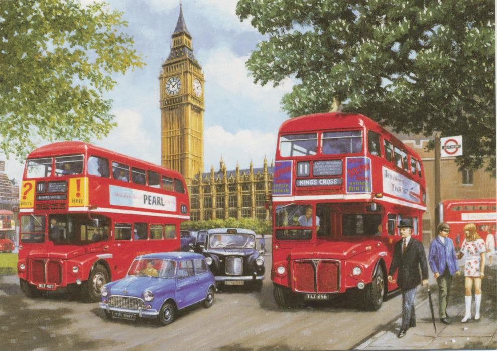 Kevin Walsh - Parliament Square - Routemaster Bus Birthday Greetings Card