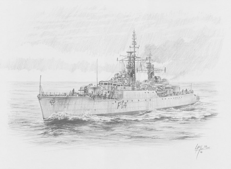 HMS Leopard (F14) - Original Pencil Drawing