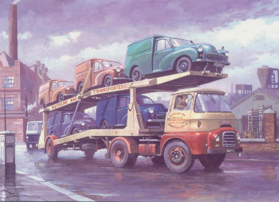Mike Jefferies - Delivering the Moggies - BMC FE Autocar and Transporters Ltd Birthday Greetings Card