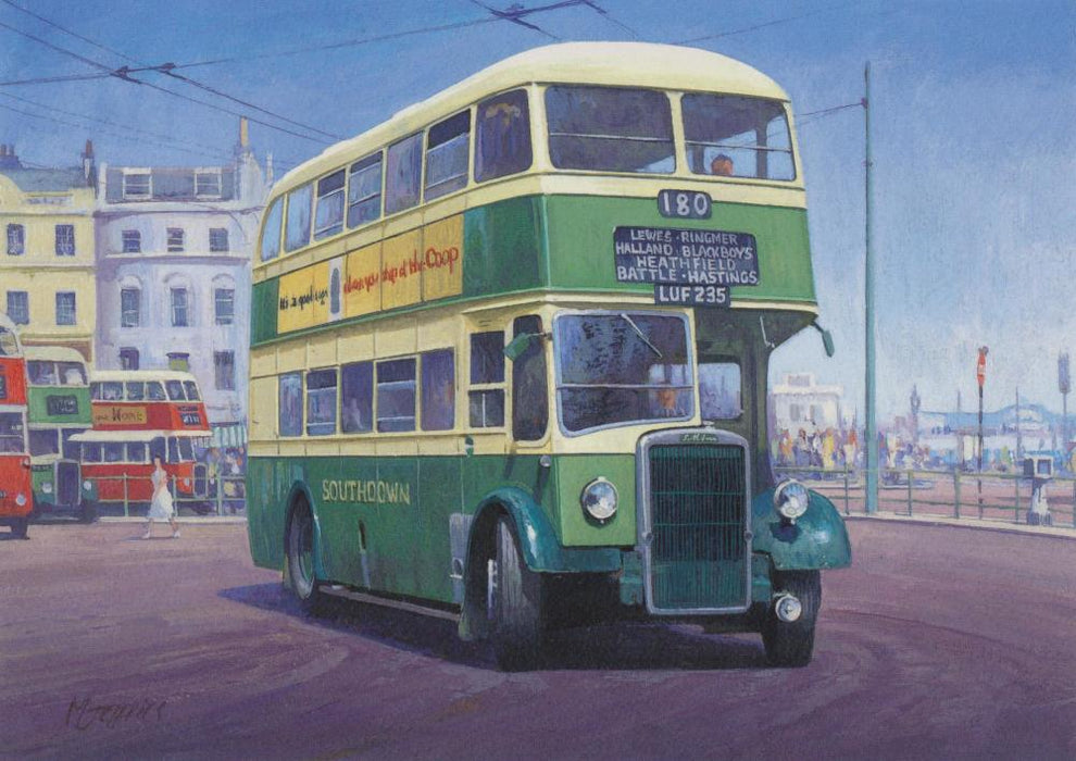 Mike Jefferies - Southdown at Brighton - Leyland PD2 Bus Birthday Greetings Card