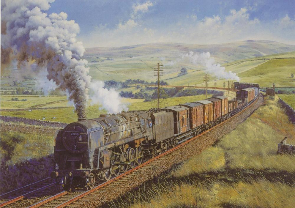 A Helping Hand - 9F Class Locomotive Blank Birthday Greetings Card