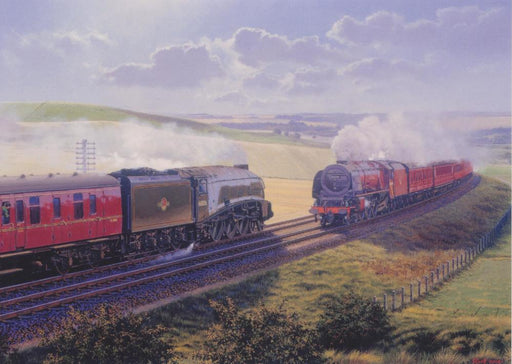 Passing Moment - A4 and Duchess Class Locomotives Blank Birthday Greetings Card