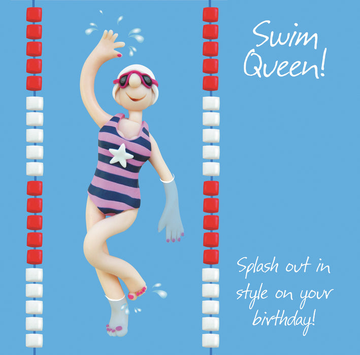Swim Queen - Female Swimming Birthday Card