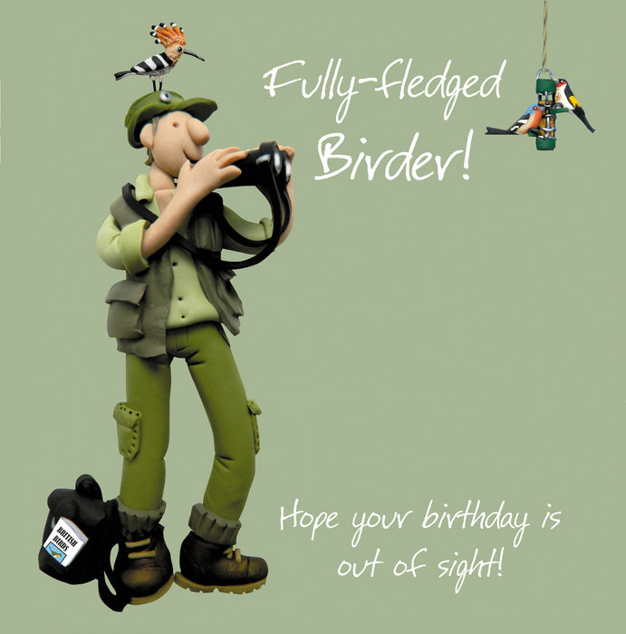 Fully-Fledged Birder - Male Birdwatching Birthday Card