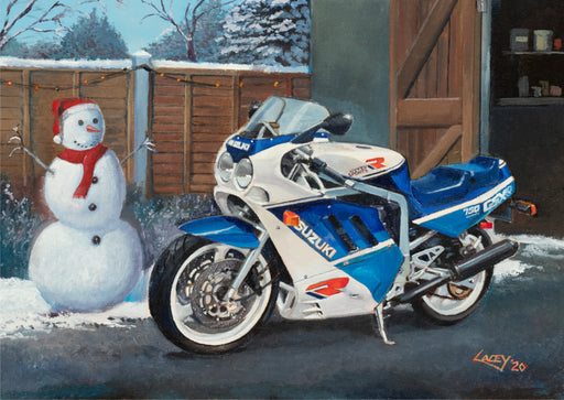 Slingshot In The Snow - Suzuki GSXR750 Original Painting