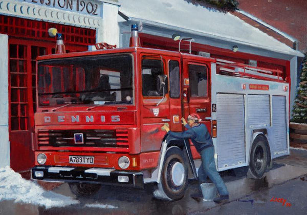 Dennis SS131 London Fire Brigade Christmas Card by transport