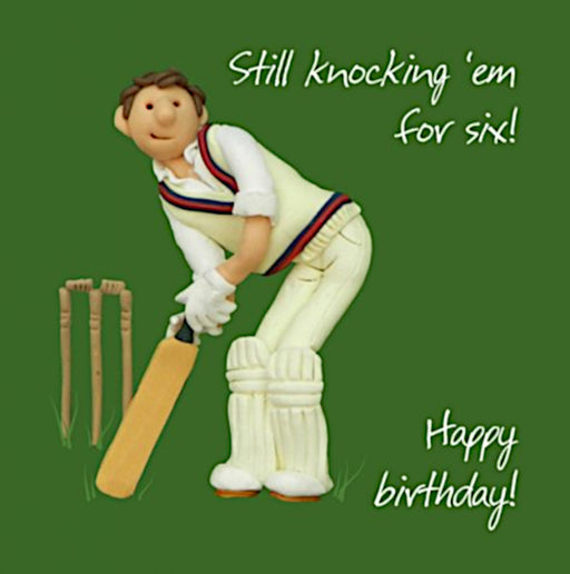 Erica Sturla - Knocking 'em for Six - Cricket Birthday Card