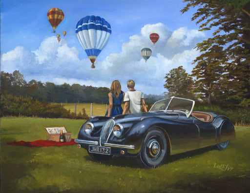 Lee Lacey - Champagne and Lazy Days  - Jaguar XK120 and Hot Air Balloons (W)