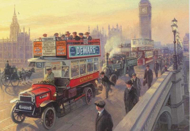 Robin Pinnock - Westminster Bridge - Edwardian London Bus