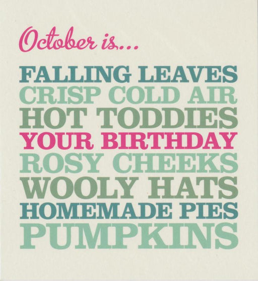Rosie Robins - October Birthday Card