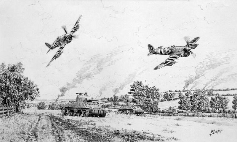 Typhoons and Sherman Firefly Original Drawing