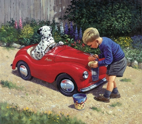 Kevin Walsh - Cleaning the Austin - Toy Car Card