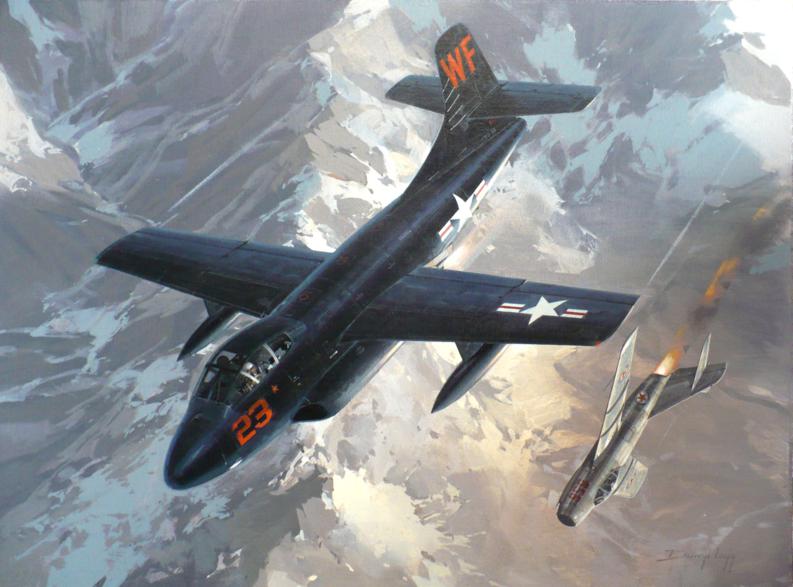 McDonnell F3D Skyknight Original Aviation Art Painting - VMF(N)-513 by ...