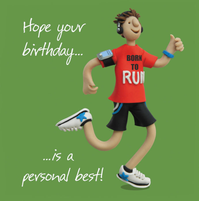 Happy Running Writing Running Birthday Quotes Running Shoes On Balloons Happy Birthday Card