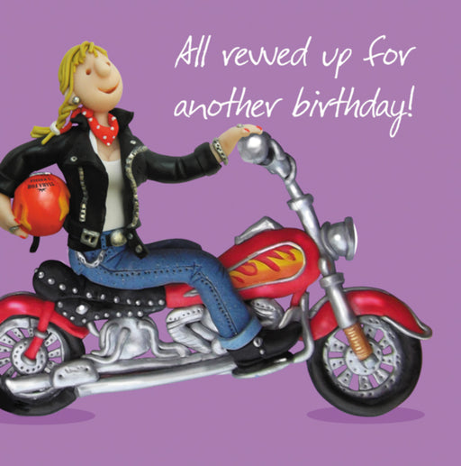 Erica Sturla - All Revved Up - Female Motorbike Birthday Card