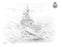 HMS Bacchante (F69) - Original Drawing