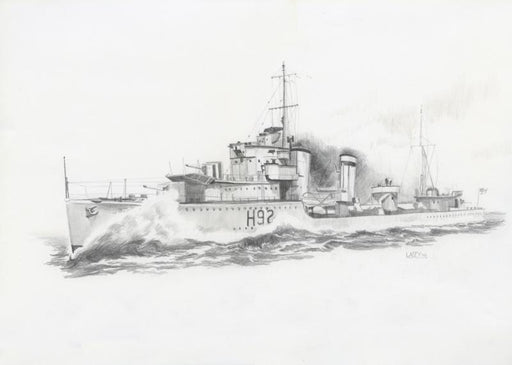 Glowworm - HMS Glowworm Original Pencil Drawing