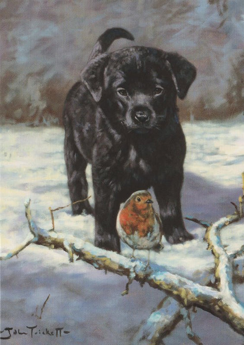 John Trickett - Winter Companions - Black Labrador