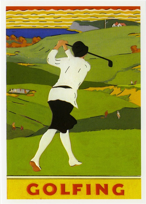 Ladies Golf Art Deco Card