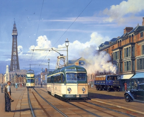 Blackpool Tram Nostalgic Birthday Card by Transport Artist Malcolm Root ...